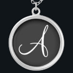 A Monogram Custom Round Sterling Silver Charm Silver Plated Necklace<br><div class="desc">A Monogram Custom Round Sterling Silver Charm.</div>