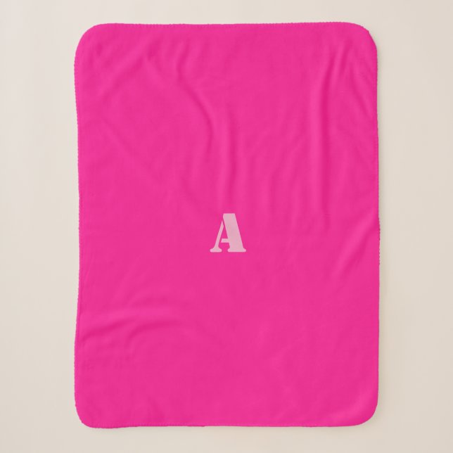 A Monogram Dark Pink Fleece Blanket (Front)