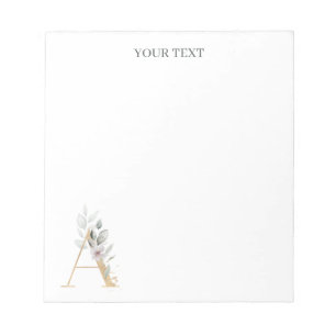 A Monogram Floral Personalised Notepad