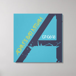 A Monogram Initial Bar Bat Mitzvah Sign-In Board Canvas Print