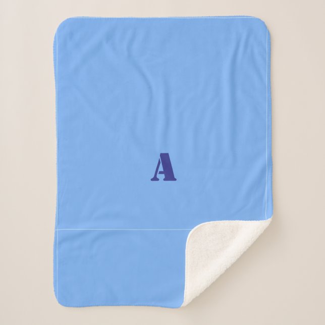 A Monogram Light Blue Fleece Blanket (Front)