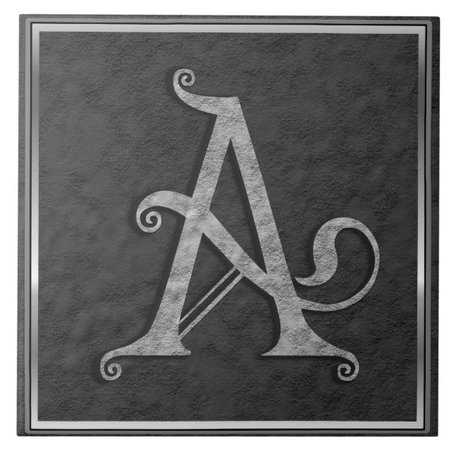A Monogram "Mediaeval Grey Stone" Ceramic Tile (Front)