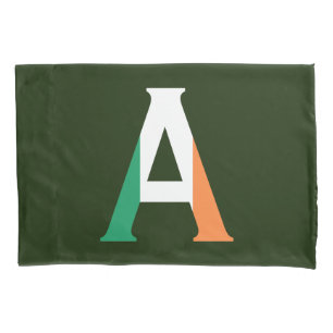 A Monogram overlaid on Irish Flag pct Pillowcase