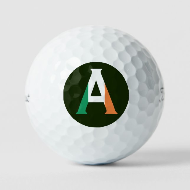 A Monogram overlaid on Irish Flag tpv1 gbcnt Golf Balls (Front)