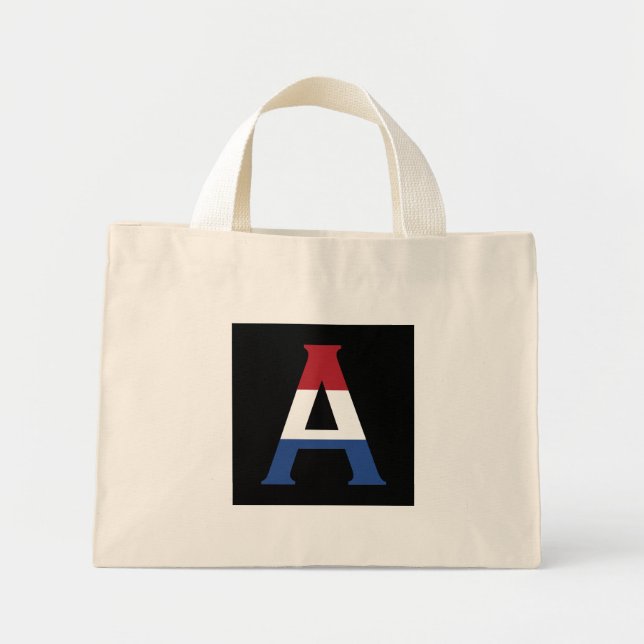 A Monogram overlaid on NLD Flag on bk ttcnt Mini Tote Bag (Front)
