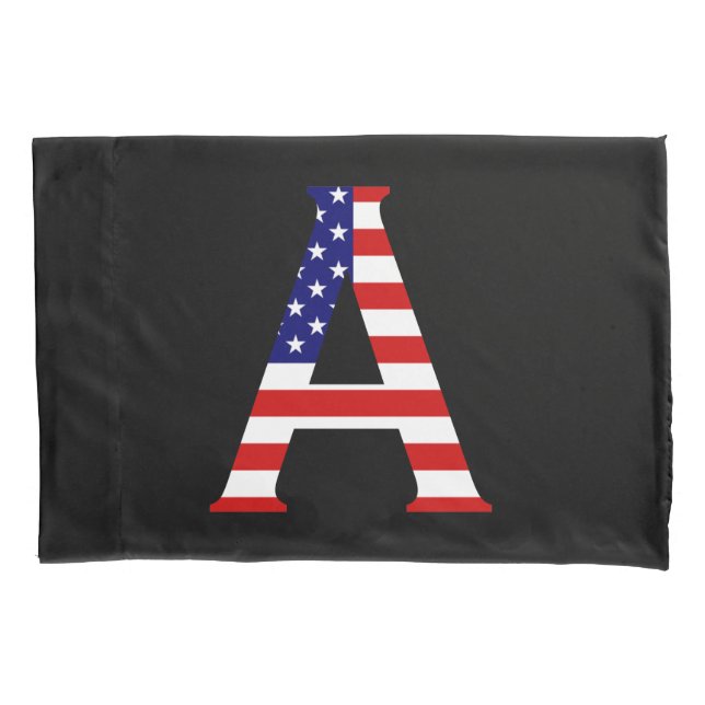A Monogram overlaid on USA Flag pccnt Pillowcase (Front)
