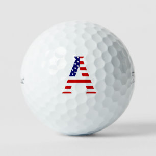 A Monogram overlaid on USA Flag tpv1 gbcnt Golf Balls
