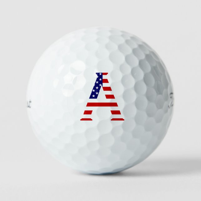 A Monogram overlaid on USA Flag tpv1 gbcnt Golf Balls (Front)