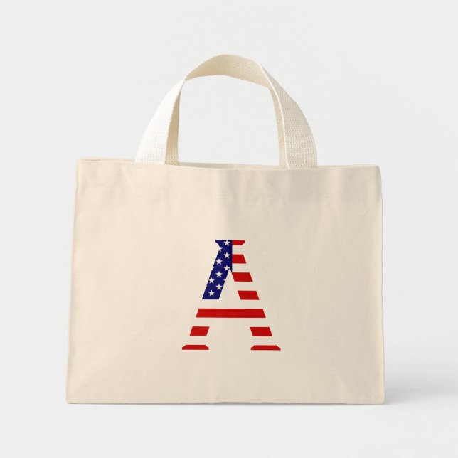 A Monogram overlaid on USA Flag ttcnt Mini Tote Bag (Front)