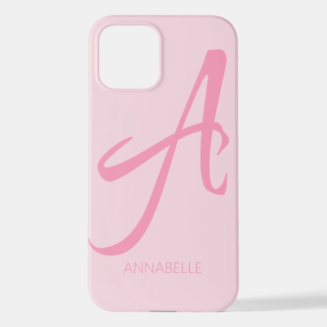 A Monogram Personalised Pink iPhone Case (Back)