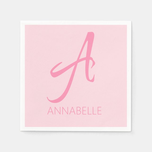 A Monogram Personalised Pink Napkin (Front)