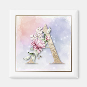 A Monogram Pink Floral Magnet