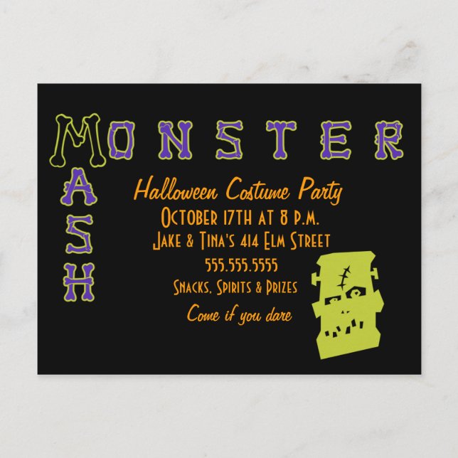 A Monster Mash Invitation Postcard (Front)