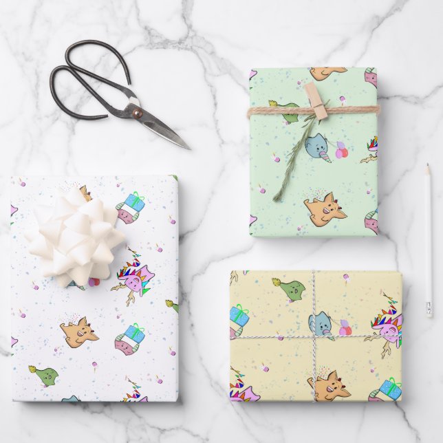 A Monster Party Set Wrapping Paper Sheet (Front)