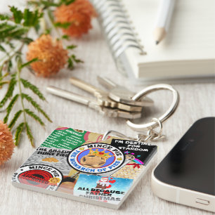 A Montage of Mince Pies under the Magnifying Glass Key Ring