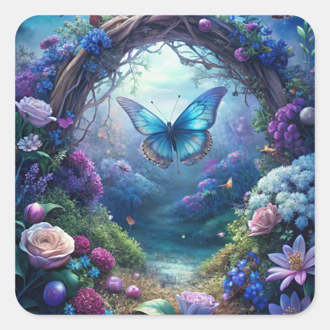 A Moonlit Butterfly Square Sticker (Front)