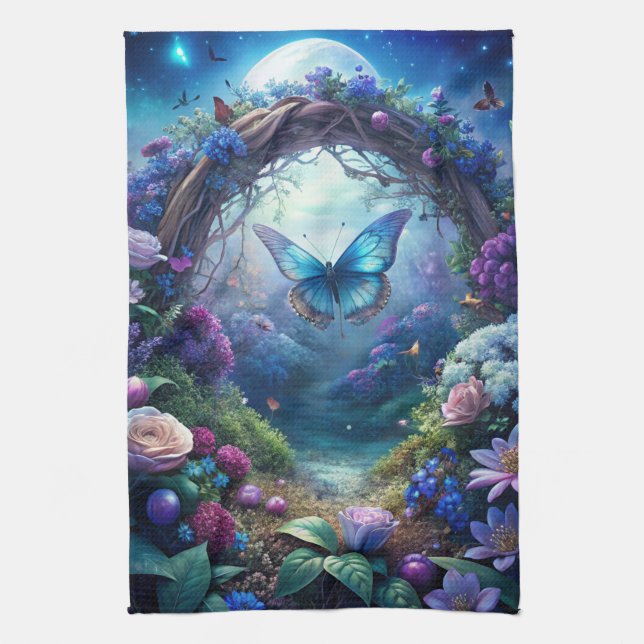 A Moonlit Butterfly Tea Towel (Vertical)