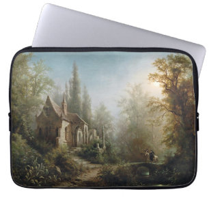 A Moonlit Night Over a Chapel and Riders - Rieger  Laptop Sleeve