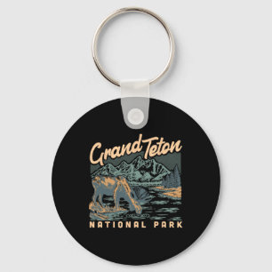 A Moose In Grand Teton National Park Vintage Hikin Key Ring