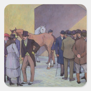 A Morning at Tattersall's (oil on canvas) Square Sticker