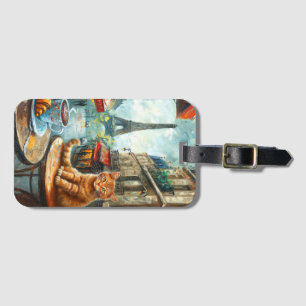 A Morning in Paris   Ginger Cat at a Cafe Luggage Tag