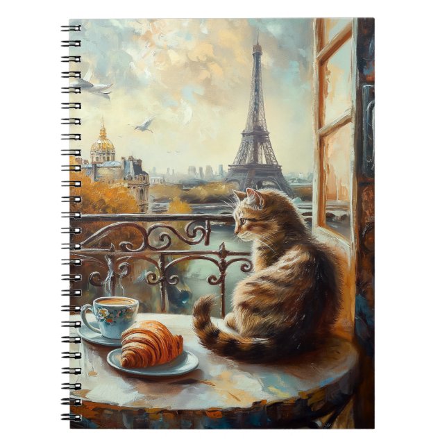 A Morning in Paris | Ginger Cat at a Cafe Notebook (Front)