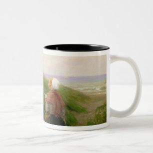 A Mother and her Small Children Two-Tone Coffee Mug