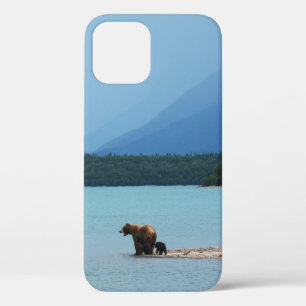 A MOTHER BEAR TEACHES HER CUBS TO SWIM ON THE EDGE iPhone 12 CASE