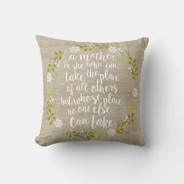 A Mother Is Everything Quote Woodland Wreath Cushion (Front)