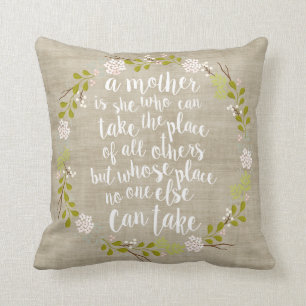 A Mother Is Everything Quote Woodland Wreath Cushion