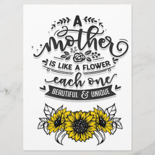 A mother is like a flower, Cute Mother's Day Gift Menu