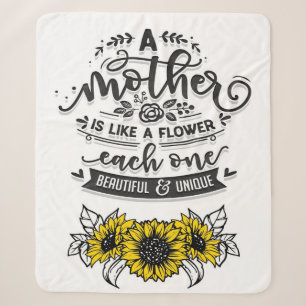 A mother is like a flower, Cute Mother's Day Gift Sherpa Blanket