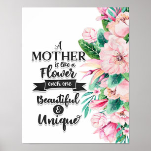 A Mother Is Like A Flower Gift, Mother's Day Gift Poster