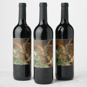 A Mother Rabbit and her Young by Alfred Barber Wine Label