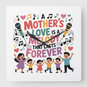 A Mother’s Love Is A Melody That Lasts Forever Square Wall Clock