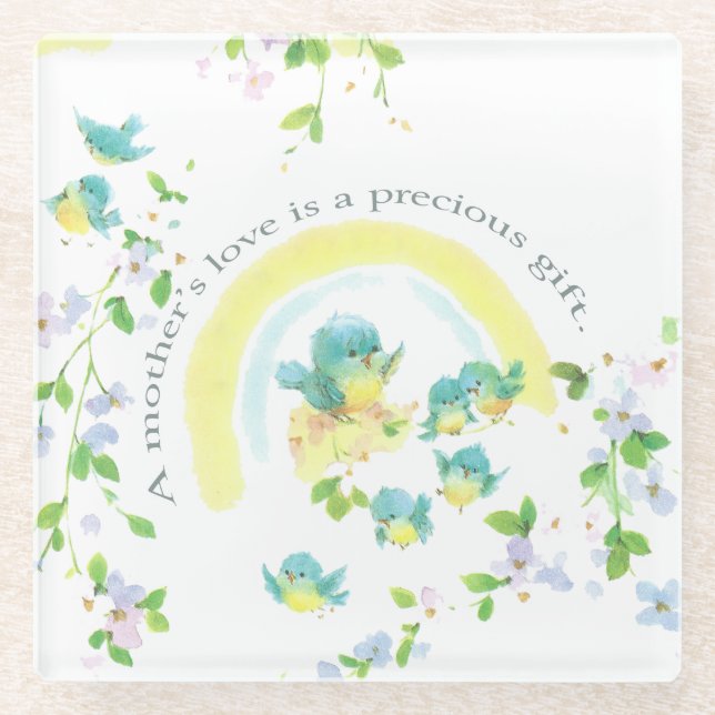 A Mother’s Love Is A Precious Gift Glass Coaster (Front)