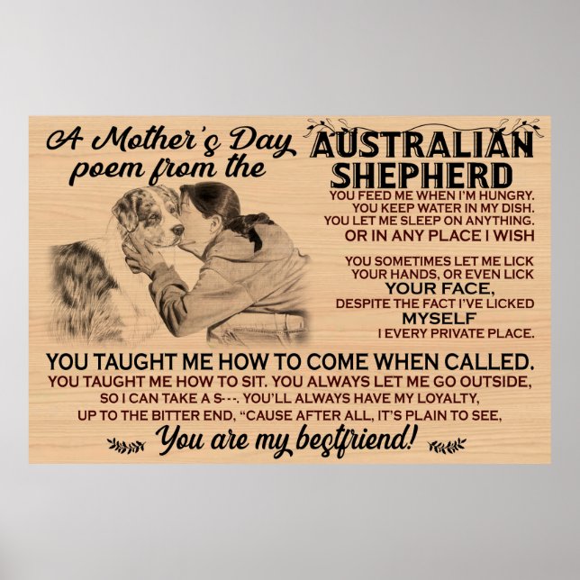A mother's day poem from the australian shepherd poster (Front)