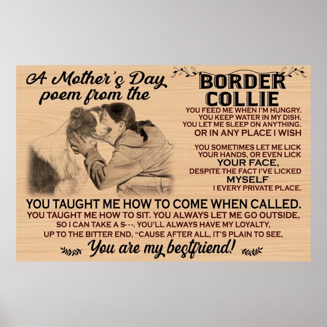 A mother's day poem from the border collie poster (Front)
