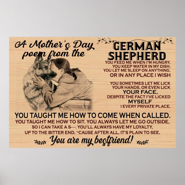 A mother's day poem from the German Shepherd Poster (Front)