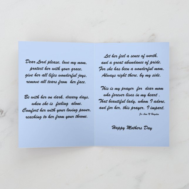 A MOTHERS DAY PRAYER card (Inside)