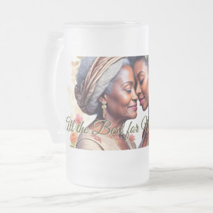A Mother's Embrace – A Timeless Bond in Bloom Frosted Glass Beer Mug