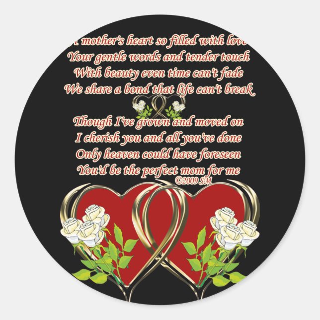 A Mother's Heart Classic Round Sticker (Front)