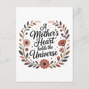 A Mother's Heart Holds The Universe Announcement Postcard