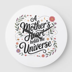 A Mother's Heart Holds The Universe Large Clock