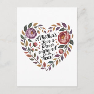 A Mother's Love Is Forever Engraved In The Heart Announcement Postcard