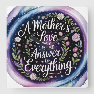 A Mother's Love Is The Answer To Everything Square Wall Clock