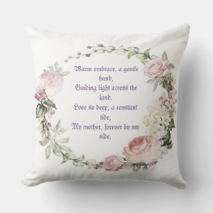 A Mother's Love: Poem Throw Pillow - A Warm Embrac