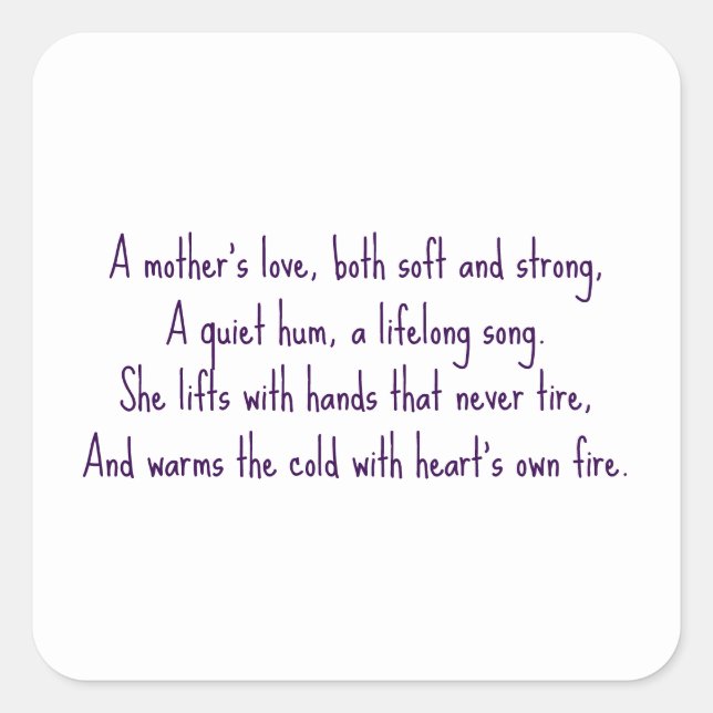 A Mother's Love  Square Sticker (Front)