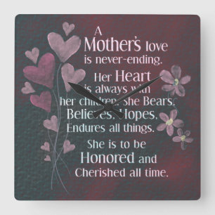 A Mother's Love Square Wall Clock