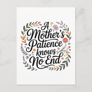 A Mother's Patience Knows No End Announcement Postcard